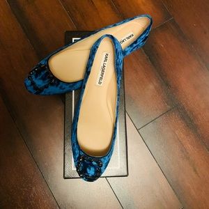 Karl Lagerfeld ballet flats,size 9, lagoon colour
